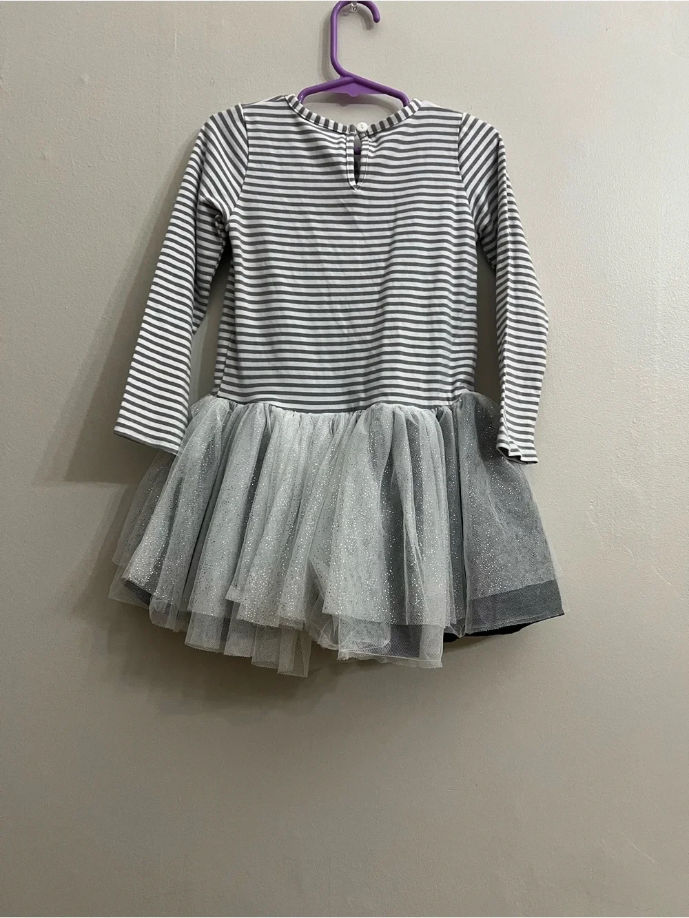 Kids Halloween Ghost Tutu Dress - Gray & White Stripes